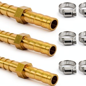 Joywayus Brass Hose Mender Barbed Fitting 3/8 Inch 3PCS-0