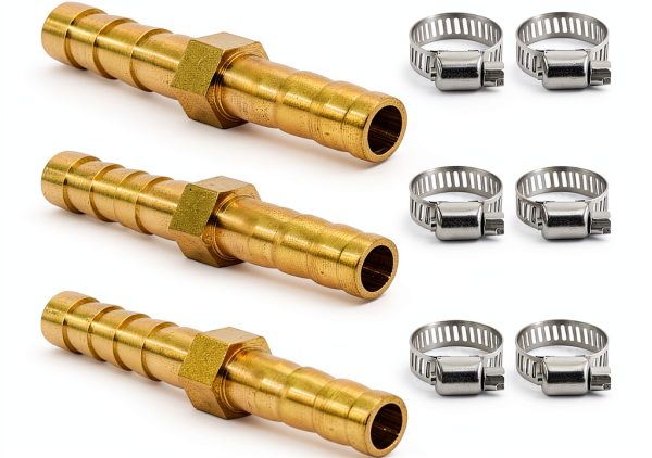 Joywayus Brass Hose Mender Barbed Fitting 3/8 Inch 3PCS-0
