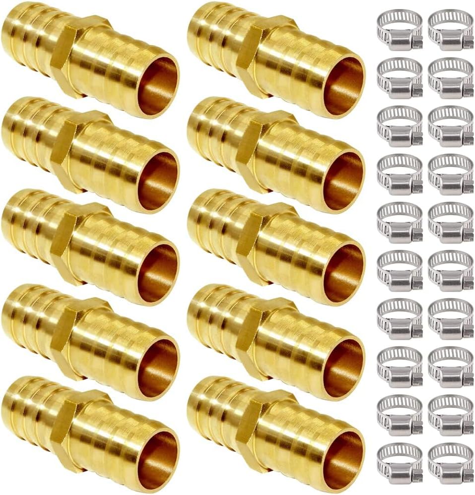 Joywayus brass hose mender with barbed ends and NPT threads