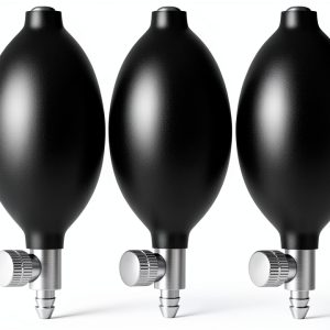 Blood Pressure Latex Bulb Lamoutor 3Pcs Black Pump with Air Valve-0